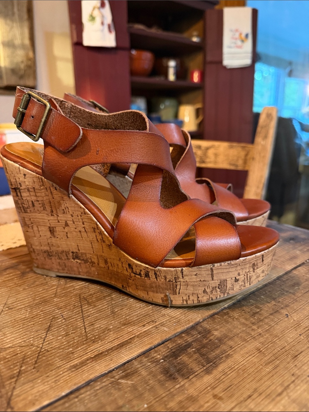 Mossimo Supply Co. Tan Cork Wedge Sandals
